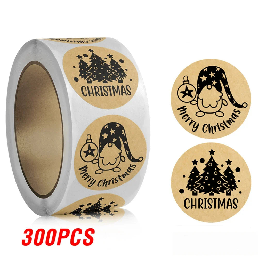 100-500pcs Brown Christmas Labels Sealing Sticker Aesthetic Kraft Paper Thank You Stationery Supply Decorative Scrapbook (ONLINE ORDER ONLY)