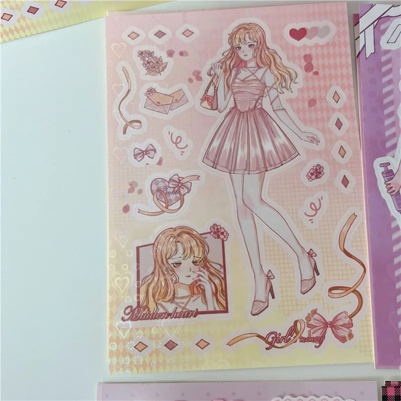 INS Sweet Candy Girl Stickers Diary Scrapbooking DIY Album Decoration Sticker Aesthetic Personalized Kawaii Stationery (ONLINE ORDER ONLY)