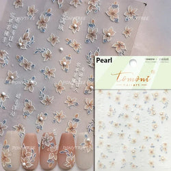 Pink Hot Stamping Flower Charm Peach Blossom Canglan Clover Daisy Pearl Self Adhesive Nail Art Decoration Sticker Manicure Decal (ONLINE ORDER ONLY)