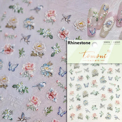 Romantic Candle Holder Lace Rambler Rose Pink Flower Bowknot Candlestick Ribbon Adhesive Nail Art Stickers Shiny Manicure Decals (ONLINE ORDER ONLY)