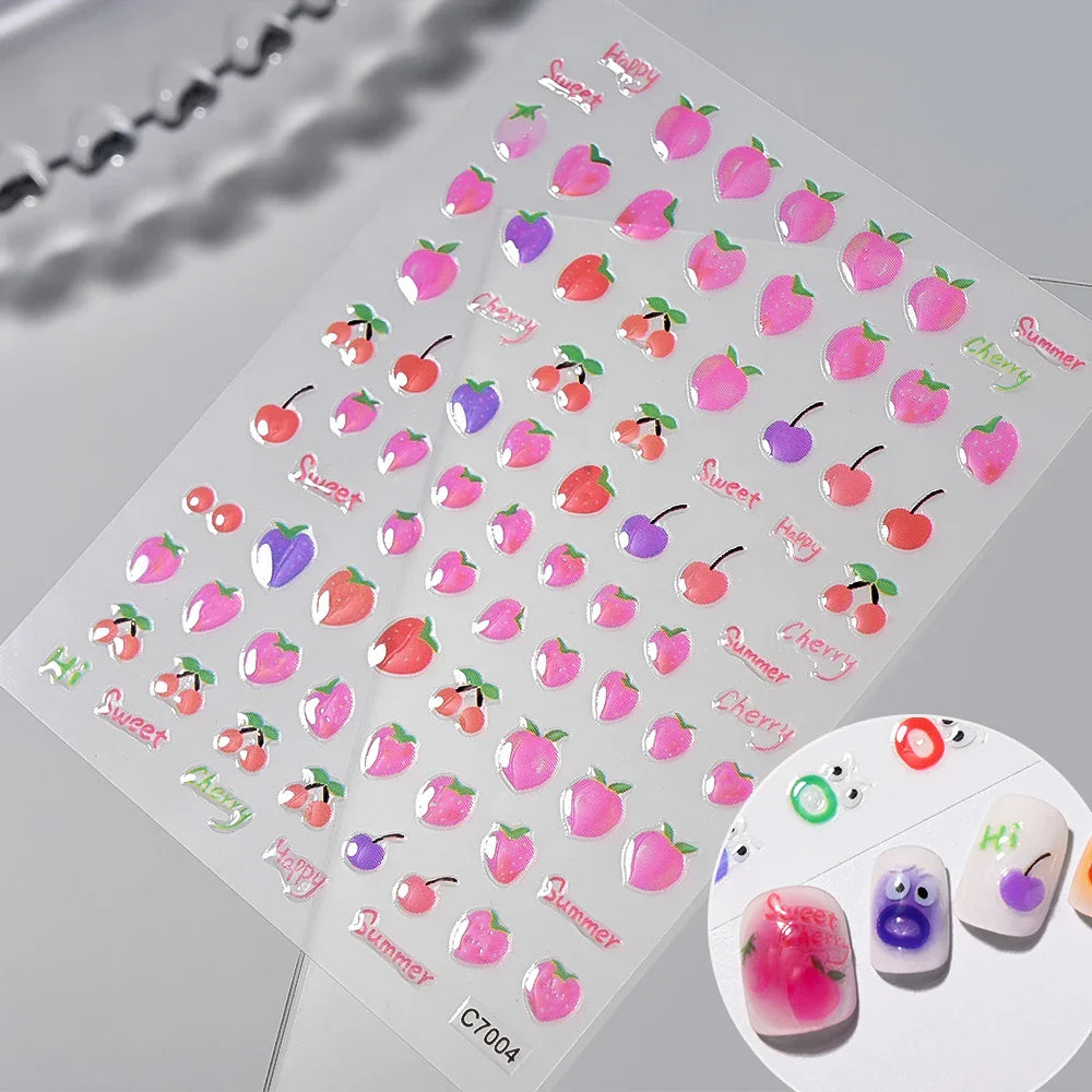 1Pc Summer Nail Art Sticker Lemon Nail Decal Nail Art Supplies Cute Fruit Strawberry Cherry Watermelon Avocado Lemon Nail Design (ONLINE ORDER ONLY)