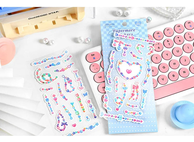 2Pcs/lot Cute Ribbon Chain Stickers Lace Idol Card Scrapbooking DIY Album Decoration Sticker Aesthetic Kawaii Stationery (ONLINE ORDER ONLY)