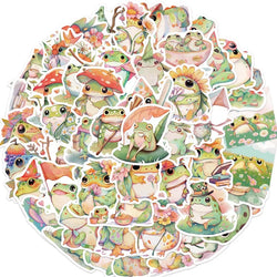 10/30/50PCS Cute Frog PVC Sticky Sticker Aesthetic DIY Korean Stationery Decoration Scrapbooking School Supplies for Kids (ONLINE ORDER ONLY)