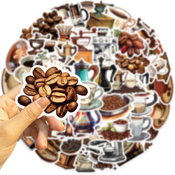 50 pcs Hot Coffee Bean Stickers Fashion Home Bedroom Decor Mural Decal Theme Door Wallpaper Sticker (ONLINE ORDER ONLY)