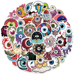 Cartoon Horror Eyeball Stickers for Suitcase, Skateboard, Laptop, Luggage, Phone, Car, DIY Decal (10/30/52PCS) (ONLINE ORDER ONLY)