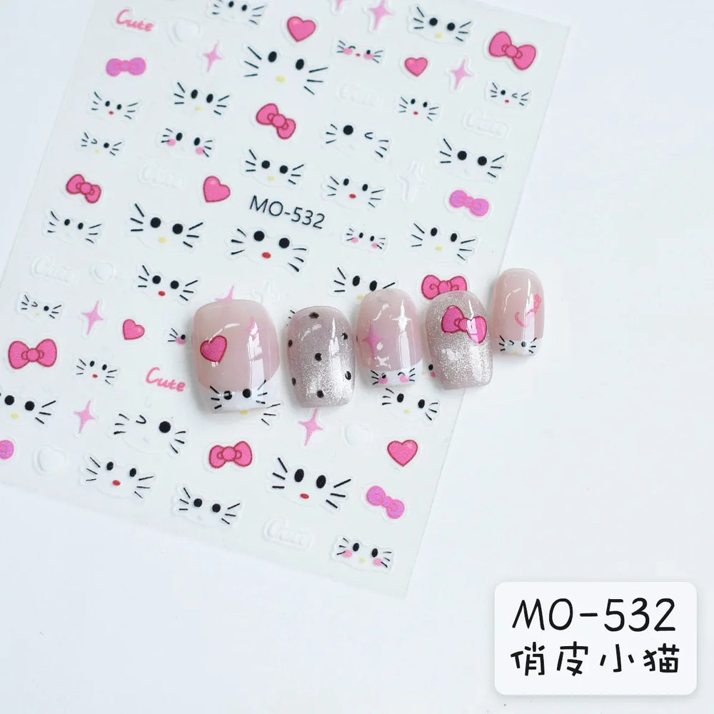 Lovely Cartoon Halo Dyeing Cat Bowkbot Paw Kitten Star Love Charming Self Adhesive Nail Art Sticker Cute Animals Manicure Decal (ONLINE ORDER ONLY)