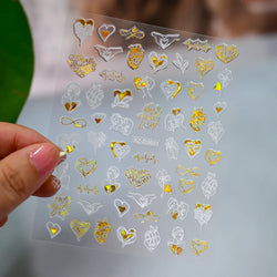 1pc Bohemian Valentine Nail Stickers 3D Self-Adhesive Fantasy Nail Art Glitter Sun, Heart, Lock, Star & Moon Designs Nail Decals (ONLINE ORDER ONLY)