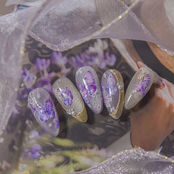 Delicate Tender Purple Butterfly Seal Pattern Insect Shiny Golden Stroke Nail Art Decoration Sticker Dressy Laser Manicure Decal (ONLINE ORDER ONLY)