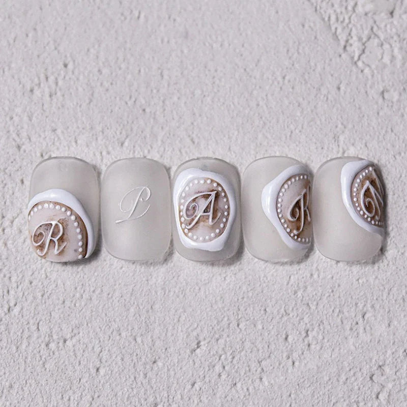 Romantic White Black Capital English Letters Chic Gold Punk Colorful Stamp Word 3D Self Adhesive Nail Art Sticker Manicure Decal (ONLINE ORDER ONLY)