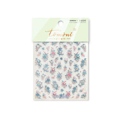 Delicate Shiny Pink Flower Blue Hairpin with Flower Decoration Self Adhesive Nail Art Stickers Pearl Rhinestone Manicure Decals (Online Order Only)
