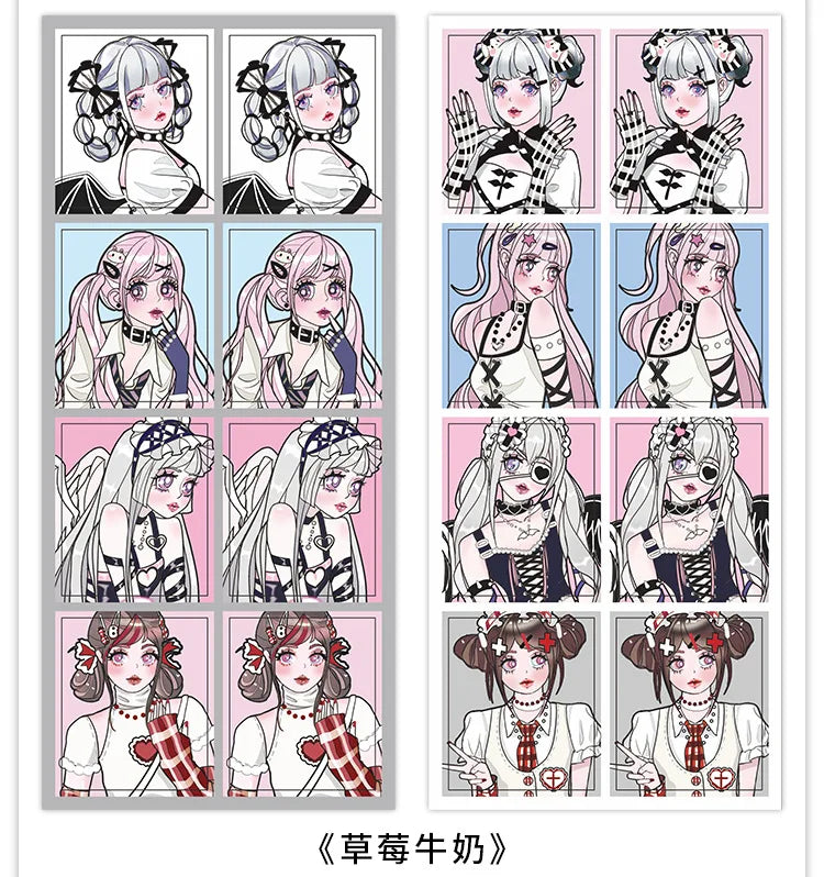 2pcs Ins Korean Style Anime Girl Scrapbooking Stickers Collage Diary Journal DIY Craft Aesthetics Decorative Stickers Stationery (ONLINE ORDER ONLY)