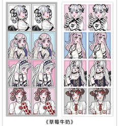 2pcs Ins Korean Style Anime Girl Scrapbooking Stickers Collage Diary Journal DIY Craft Aesthetics Decorative Stickers Stationery (ONLINE ORDER ONLY)