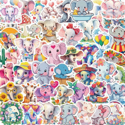 10/50pcs Kawaii Pink Elephants Cute Animal Stickers Aesthetic Decals DIY Laptop Luggage Motorcycle Phone Waterproof Sticker Toy (ONLINE ORDER ONLY)