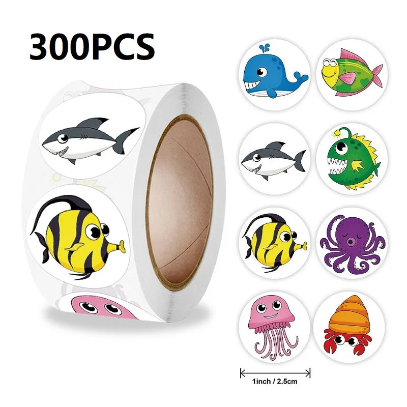 100-500PCS New Kids Stickers Korean Stationery Rolling Cartoon Animal Stickers Roll Small Packaging Stickers Photocard Decor (ONLINE ORDER ONLY)