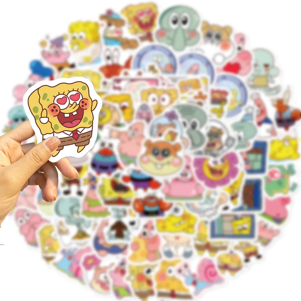 10/30/50/95PCS Spongebob Squarepants Stickers Kawaii Graffiti Decals Scrapbook Luggage Laptop Guitar Bike Cartoon Sticker Toys (ONLINE ORDER ONLY)