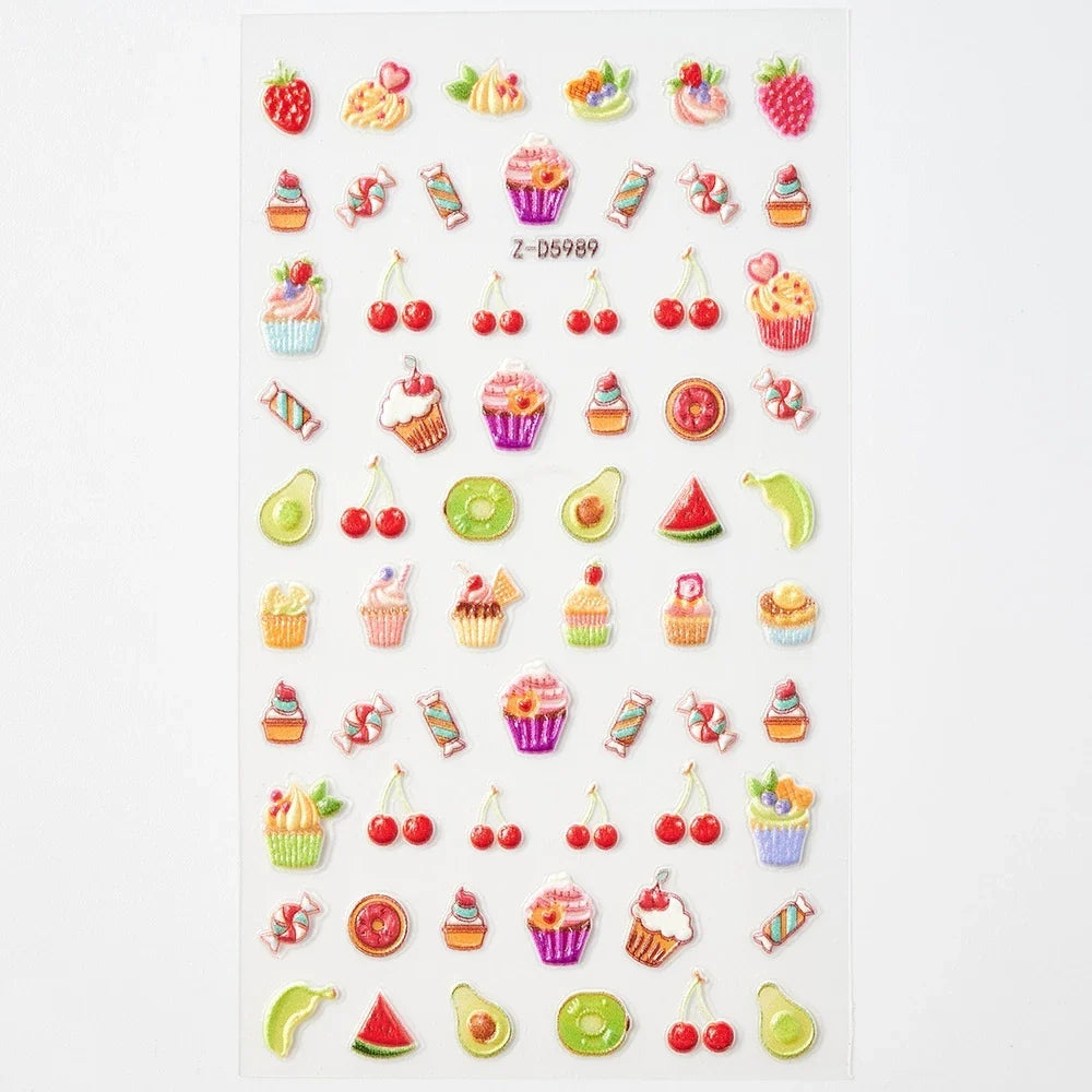 1Pc Summer Nail Art Sticker Lemon Nail Decal Nail Art Supplies Cute Fruit Strawberry Cherry Watermelon Avocado Lemon Nail Design (ONLINE ORDER ONLY)