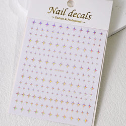 1Sheet Laser Star Nail Stickers 3D Metallic Mirror Gold/Silver Irregular Star Manicure Decals Y2K Self Adhesive Nails Decoration (ONLINE ORDER ONLY)