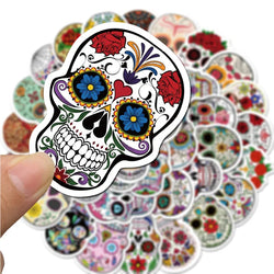 50pcs Mexican Calaver Sugar Skull Graffiti Sticker DIY Skateboard Laptop Luggage Decals Car Styling Anime Kids Toy Sticker (Online Order Only)