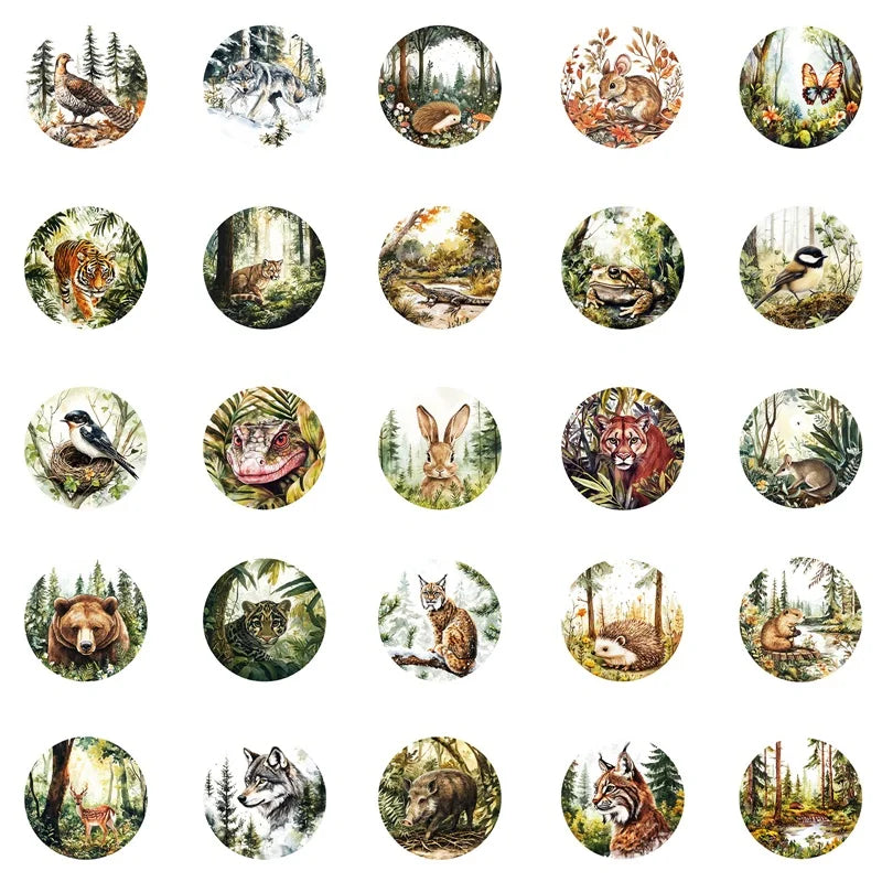10/30/50PCS Kawaii Round Animal Sticky PVC Sticker Aesthetic Stationery DIY Decoration Scrapbooking School Supplies for Kids (ONLINE ORDER ONLY)