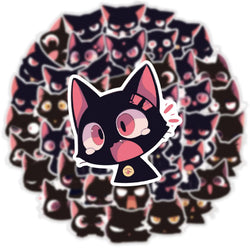 10/55PCS Cute Funny Black Cat Meme Stickers Kawaii Briquette Sticker Decals DIY Fridge Luggage Laptop Phone Notebook Skateboard (Online Order Only)