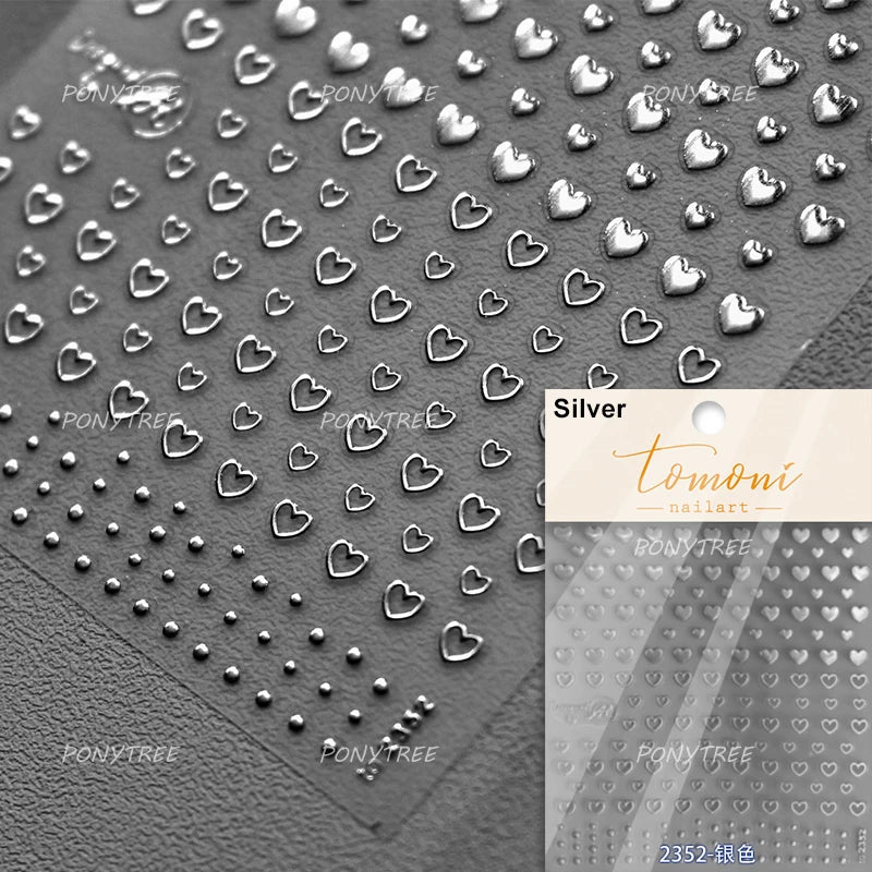 Black Silver Bowknot Love Heart Lace Irregular Line Lava Chic Self Adhesive Nail Art Stickers Embossed Reliefs Manicure Decals (Online Order Only)