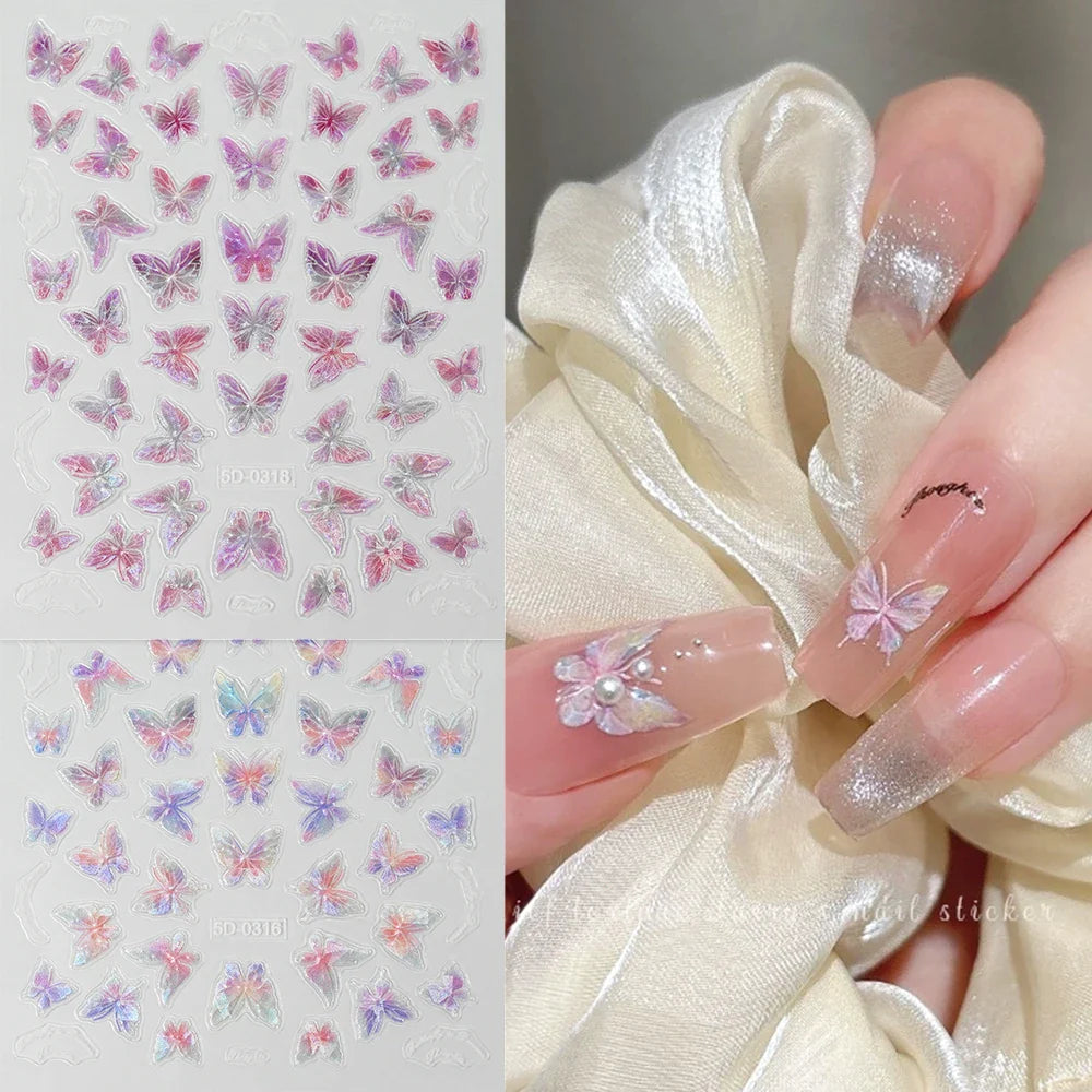 1pcs Pink Christmas Nail Stickers Shiny Shell Light Nail Art Parts Stickers Cute Snowflakes Star Wreath Nail Decorations Decals* (ONLINE ORDER ONLY)