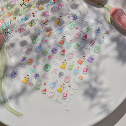 Soda Fruit Beverage Bottle Bear Watermelon Popsicle Dessert Ice Cream Cat Cherry Strawberry Bow Summer Nail Art Stickers Decals (ONLINE ORDER ONLY)