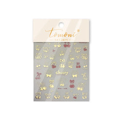 Colourful Cherry Abundant Fruits Bowknot Shiny White Line Outline Self Adhesive Nail Art Stickers Chic Rhinestone Manicure Decal (ONLINE ORDER ONLY)