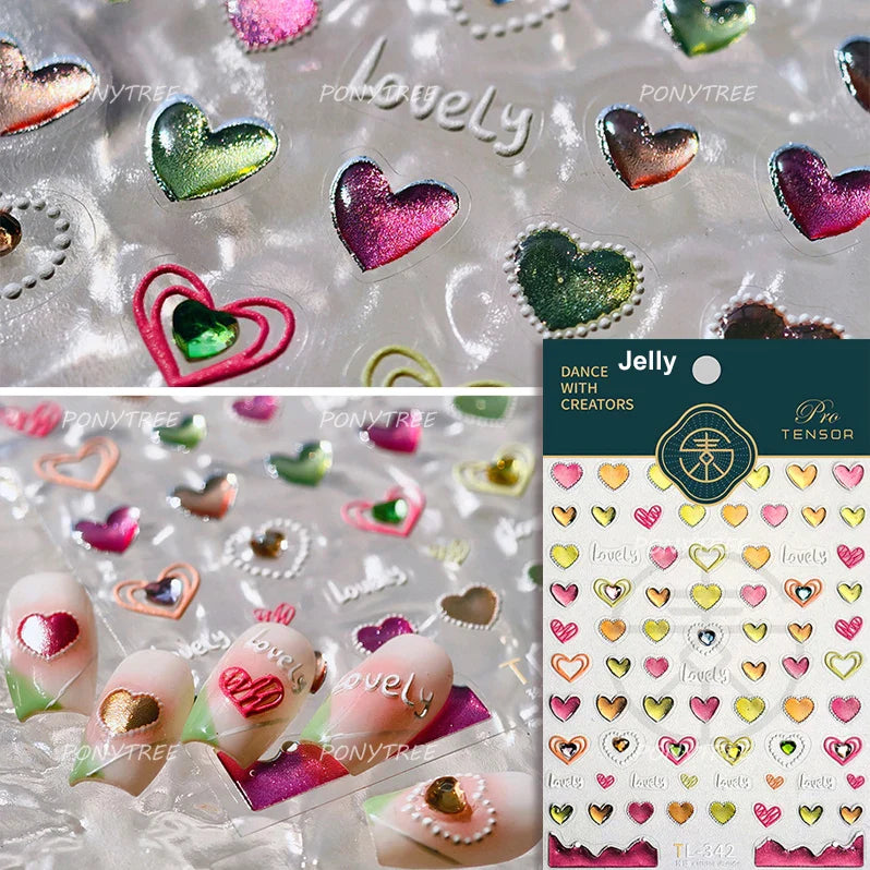 Black Punk Star Heart Laser Stroke Dark Wind Sexy Water Droplet Delicate Adhesive Nail Art Decorations Stickers Manicure Decals (ONLINE ORDER ONLY)