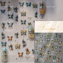 Butterfly Flower Hollow Out Lace Delicate Floral Print Shiny Cloth Block Insect Self Adhesive Nail Art Stickers Manicure Decals (Online Order Only)