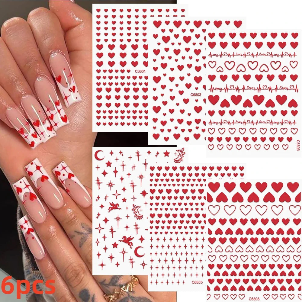 5/8Pcs 3D Hawaiian Flowers Nail Art Stickers Summer Decors with Tropical Leaves Slider Vibrant Pink & White Flowers for Parties* (ONLINE ORDER ONLY)