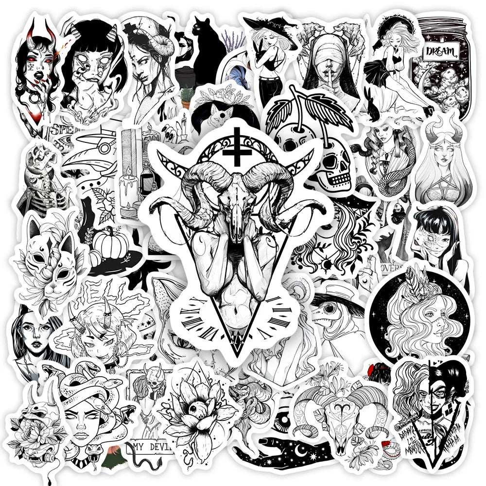Gothic Stickers Demon Occult Psychic Cool DIY  Decal Decorative Graffiti Stickers for Phone Laptop Notebook Waterproof Stickers (ONLINE ORDER ONLY)