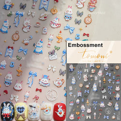 Graffiti Rabbit Dog Bunny Milk Strawberry Jewel Candy Knife Envelope Soft Relief Adhesive Nail Art Stickers Cute Manicure Decals (Online Order Only)