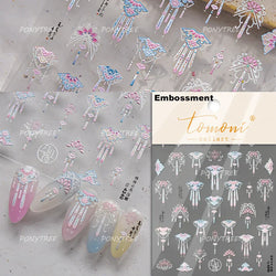 Yunjin Brocade Shawl Tassel Pendant Traditional Chinese Costumes and Ornaments Self Adhesive Nail Art Stickers Manicure Decals (ONLINE ORDER ONLY)