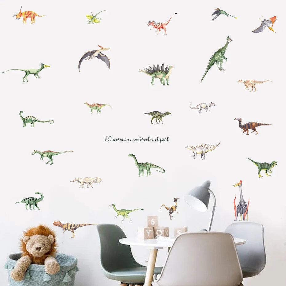 Dinosaur Pterosaur Watercolor Nursery Wall Decals Stickers Decor (Online Order Only)