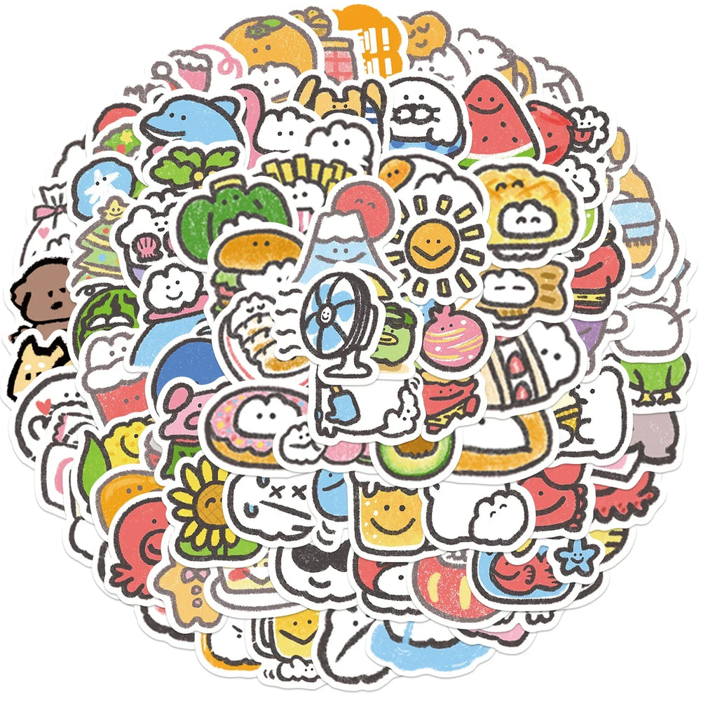 100Pcs Mini MOKMOK Cartoon Cute Sticker For Fridge Luggage Laptop Skateboard Bicycle PVC Waterproof Bottle Decal Stickers (Online Order Only)