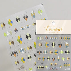 Geometric French Style Colorful Square Grid Rhombus Line Stripe Bowknot 3D Self Adhesive Nail Art Stickers Shiny Manicure Decals (ONLINE ORDER ONLY)