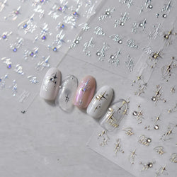 Colorful Rhinestone Laser Star Bronzing Gold Silver Pearl 5D Relief Self Adhesive Nail Art Decoration Sticker 3D Manicure Decals (ONLINE ORDER ONLY)