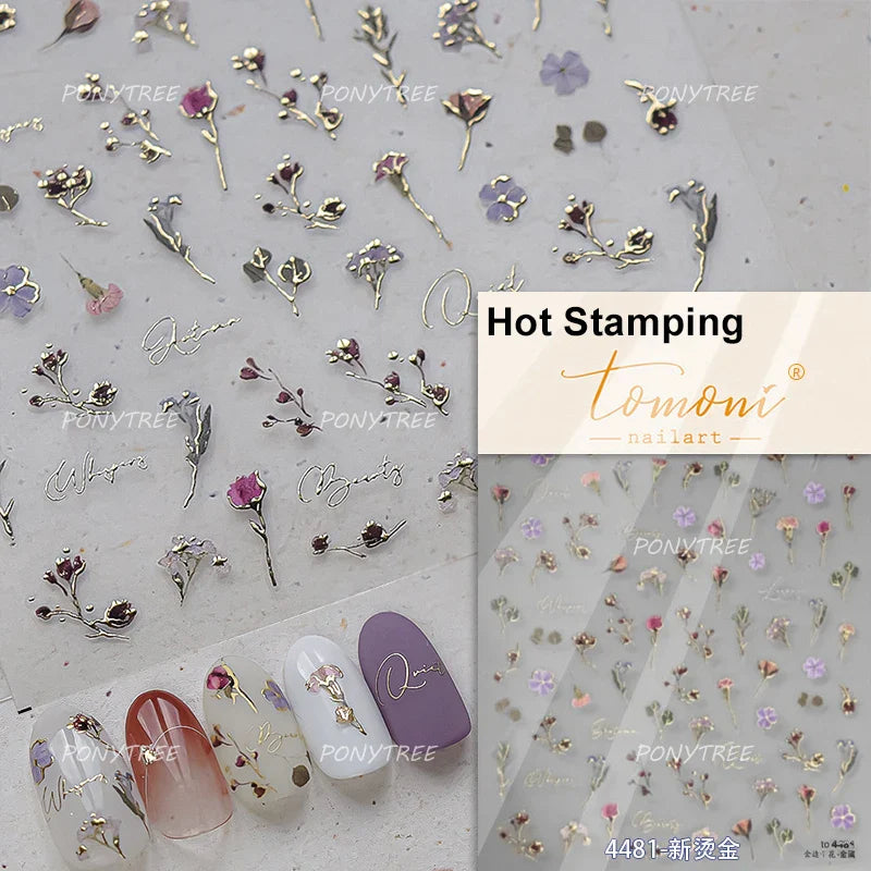Watercolor Style Colourful Rose Flower Embossment Romantic Garden 5D Self Adhesive Nail Art Decoration Stickers Manicure Decals (ONLINE ORDER ONLY)