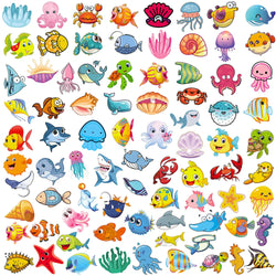 10/30/50/100pcs Cute Marine Animals Stickers Ocean World Cartoon Decals Kids Toy Scrapbook Laptop Luggage Phone Graffiti Sticker (Online Order Only)