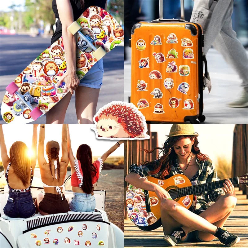10/30/50PCS Cute Cartoon Hedgehog PVC Sticker Aesthetic Children's Decoration Scrapbooking Stationery School Supplies for Kids (ONLINE ORDER ONLY)