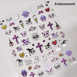 Gothic Dark Spider Butterfly Cross Flame Wings Halloween Horror Rose Flower Rabbit Pumpkin Bear Nail Art Stickers Manicure Decal (ONLINE ORDER ONLY)