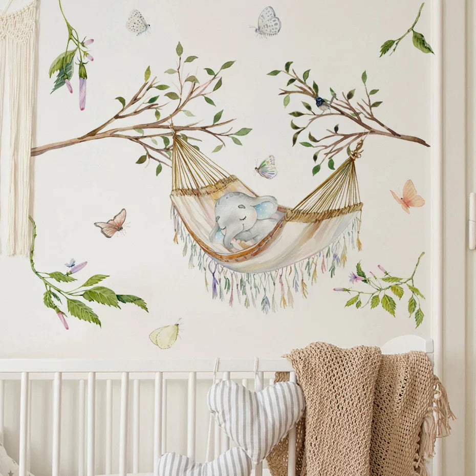 Elephant Sleeping Hammock Wall Sticker Kids Room Decor (ONLINE ORDER ONLY)