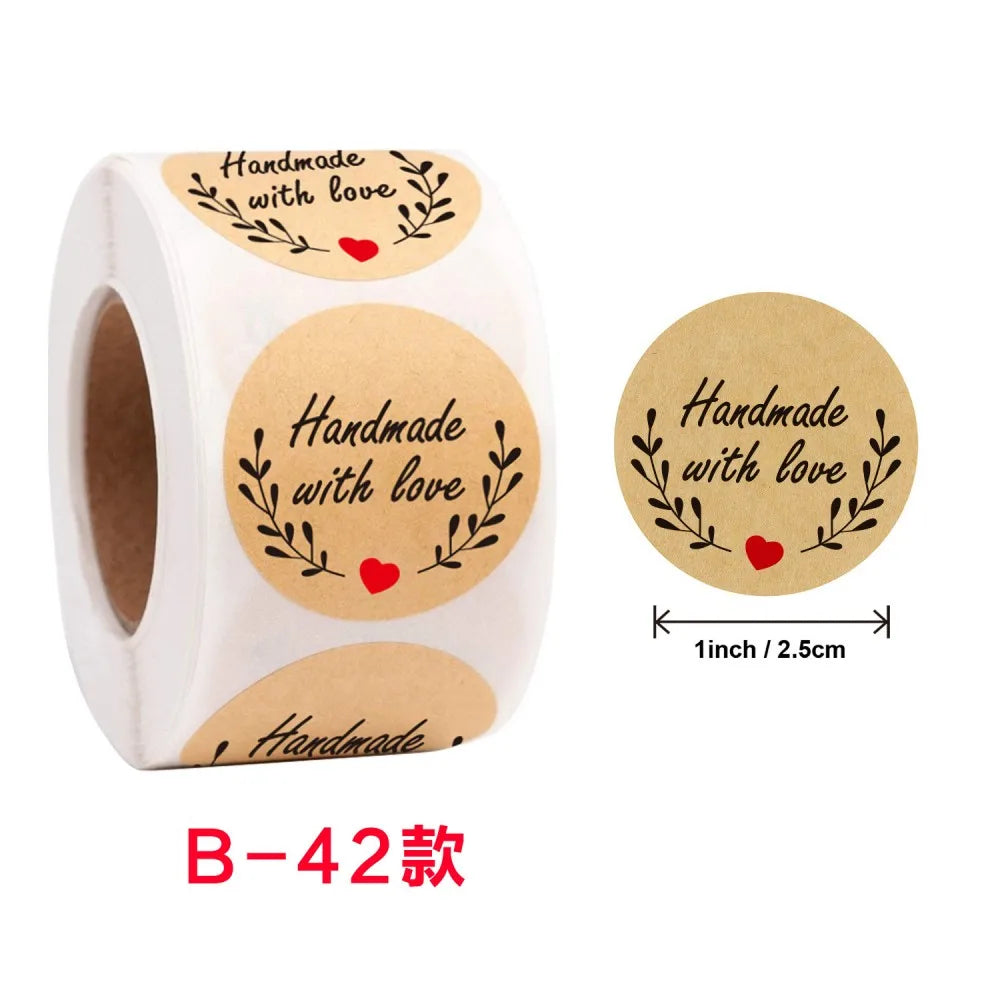 50-500pcs 1inch Round Natural Kraft Handmade Stickers Scrapbooking for Package Adhesive Thank You Sticker Seal Labels Stationery (Online Order Only)