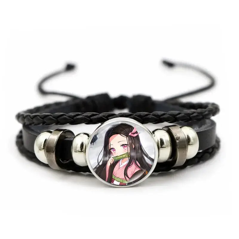 Demon Slayer Bracelet: Tanjiro & Nezuko Leather Charm (ONLINE ORDER ONLY)