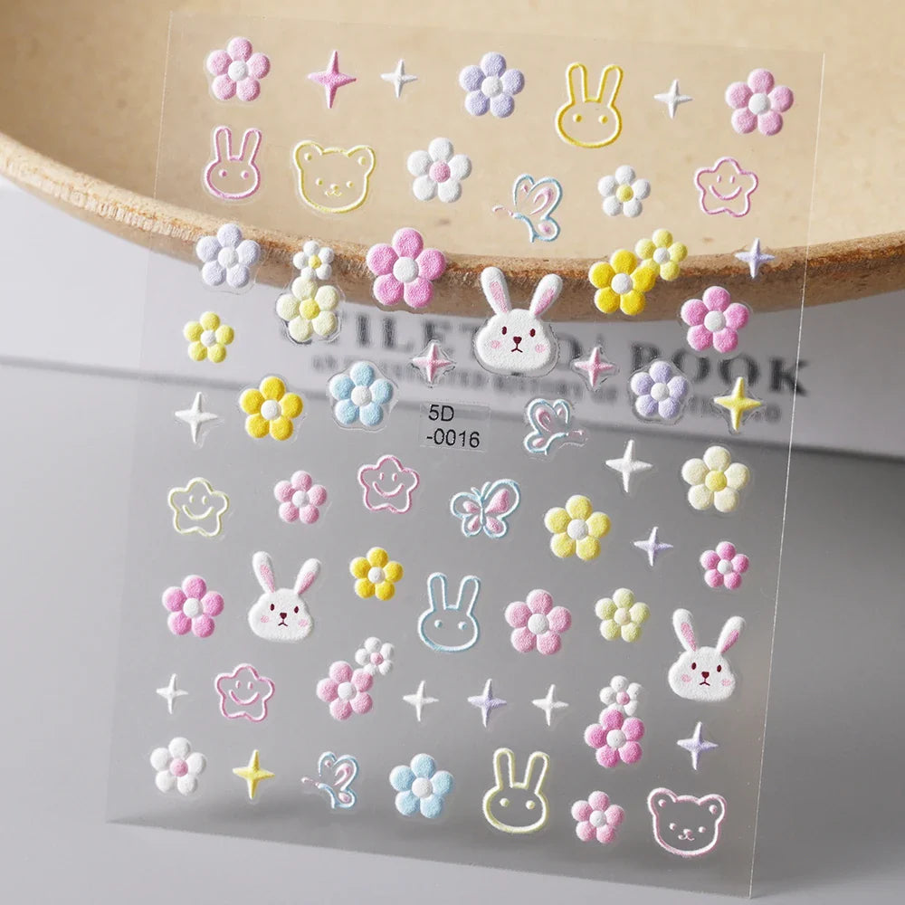1pc 5D Flower Design Nail Art Stickers Colorful Flowers Nail Art Decals For DIY & Nail Salons Self-Adhesive Nail Art Supplies *^ (ONLINE ORDER ONLY)