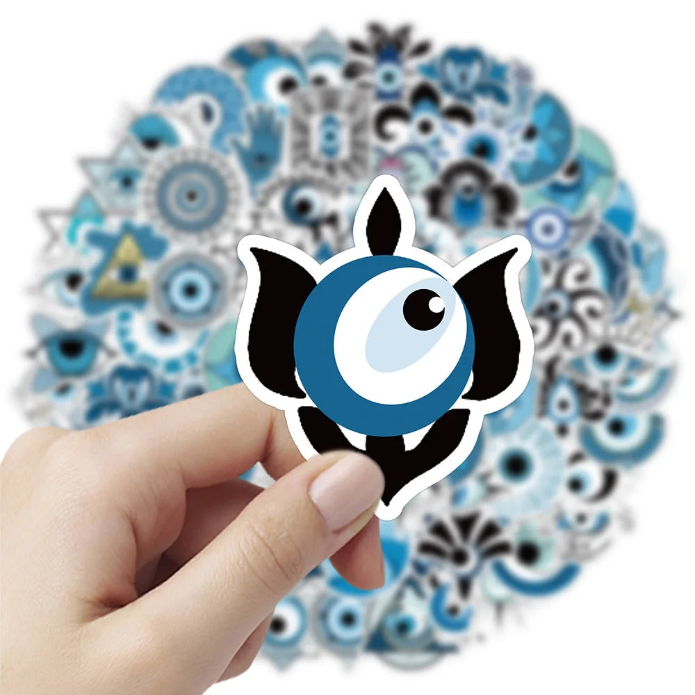 10/30/60PCS Evil Eye Graffiti Stickers Aesthetic Decals DIY Skateboard Motorcycle Notebook Laptop Luggage Car Waterproof Sticker (ONLINE ORDER ONLY)