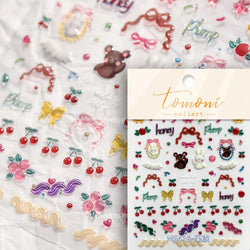 Bear Star Bowknot  Duck Cherry House Mini Flower Butterfly Line Bow Tie Apple Gird Cute Chic Nail Art Stickers Manicure Decals (ONLINE ORDER ONLY)