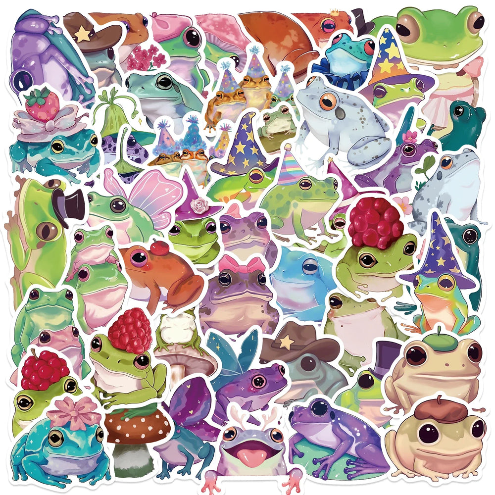 50PCS Cute Silly Frog Stickers Skateboard Waterproof Scrapbook Decal Cartoon Laptop Cartoon Notebook Luggage Graffiti Sticker ﻿ (ONLINE ORDER ONLY)