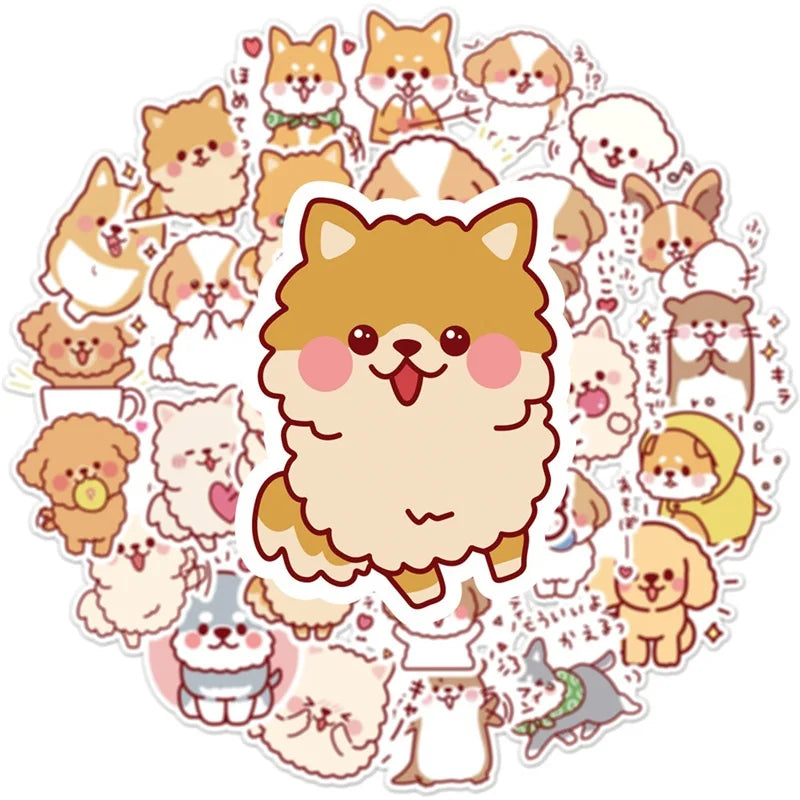 10/30/50PCS Kawaii Fluffy Dog Sticker Aesthetic Children's PVC Korean Stationery School Supplies Decoration Scrapbooking (ONLINE ORDER ONLY)